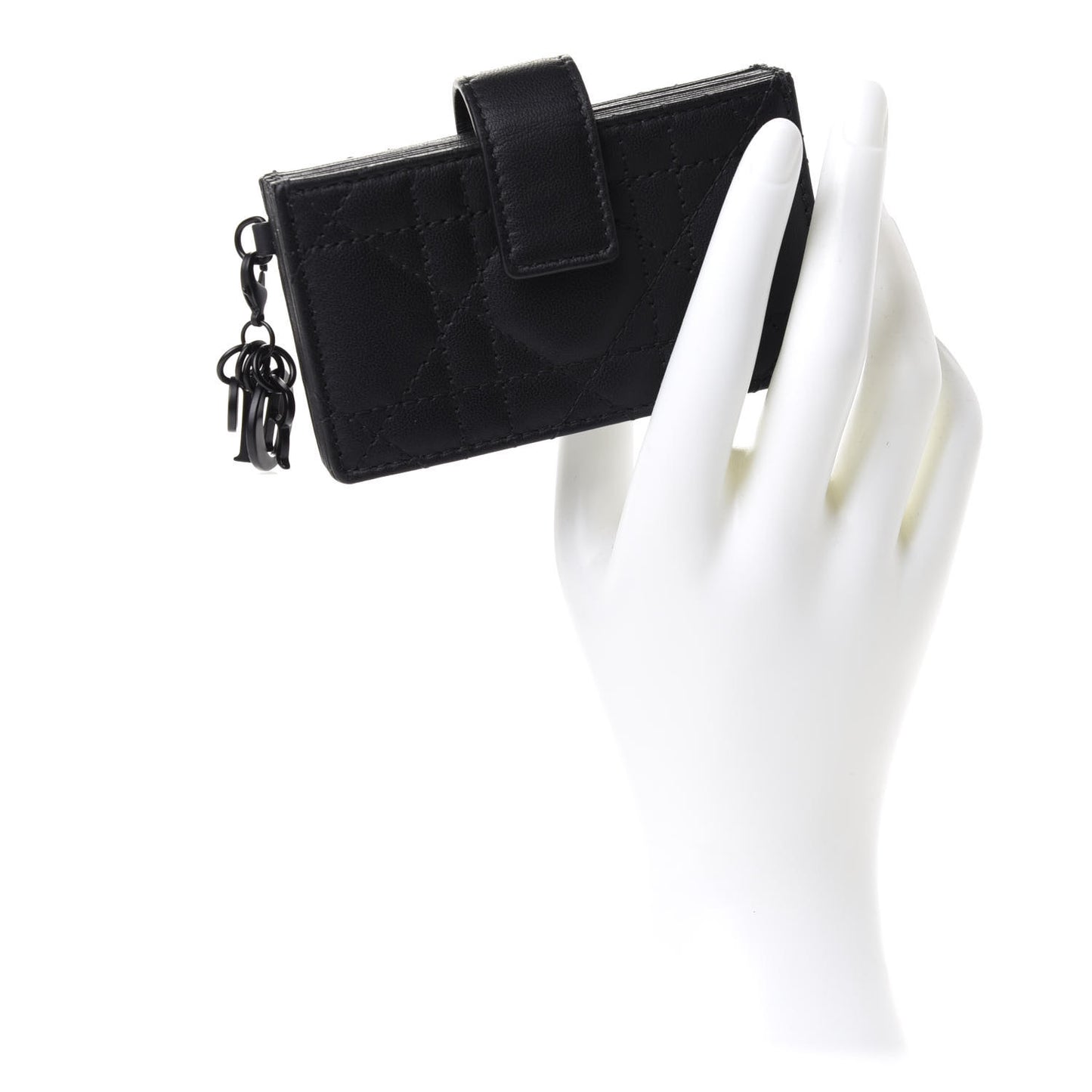 Ultra Matte Calfskin Cannage Lady Dior 5-Gusset Card Holder Black