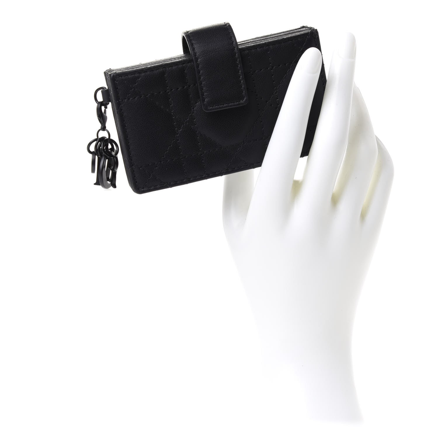 Christian Dior Ultra Matte Calfskin Cannage Lady Dior 5-Gusset Card Holder Black 2 of 11