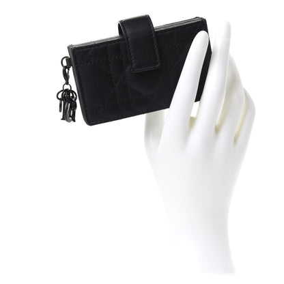 Christian Dior Ultra Matte Calfskin Cannage Lady Dior 5-Gusset Card Holder Black 2 of 11