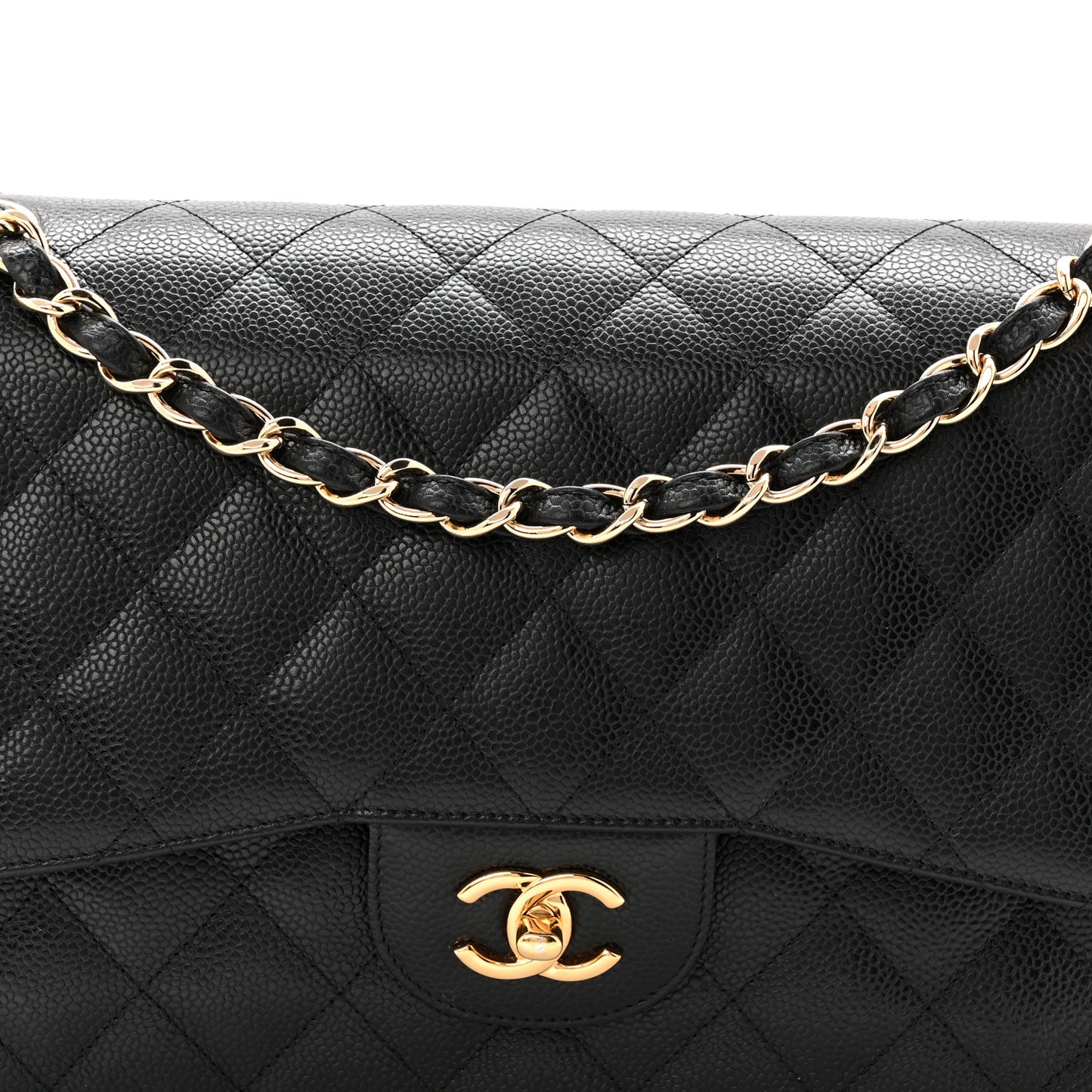 Caviar Quilted Jumbo Double Flap Black