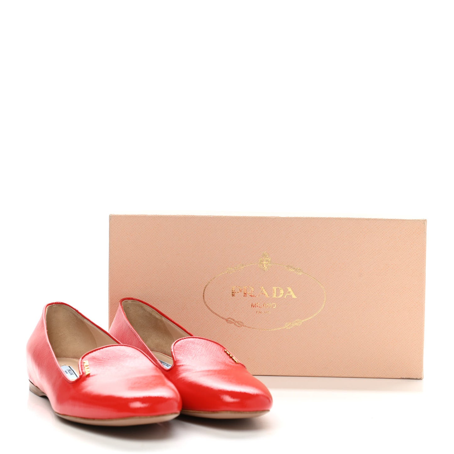 Saffiano Vernice Logo Loafers 40.5 Red