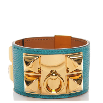 Hermes Epsom Collier de Chien CDC Bracelet S Bleu Paon 1 of 7