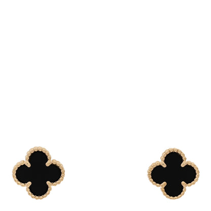 Van Cleef & Arpels 18K Yellow Gold Black Onyx Sweet Alhambra Earrings 1 of 5