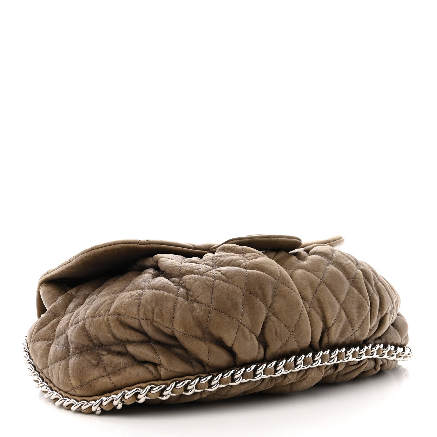 Chanel Washed Lambskin Quilted Large Chain Around Messenger Taupe 4 of 10