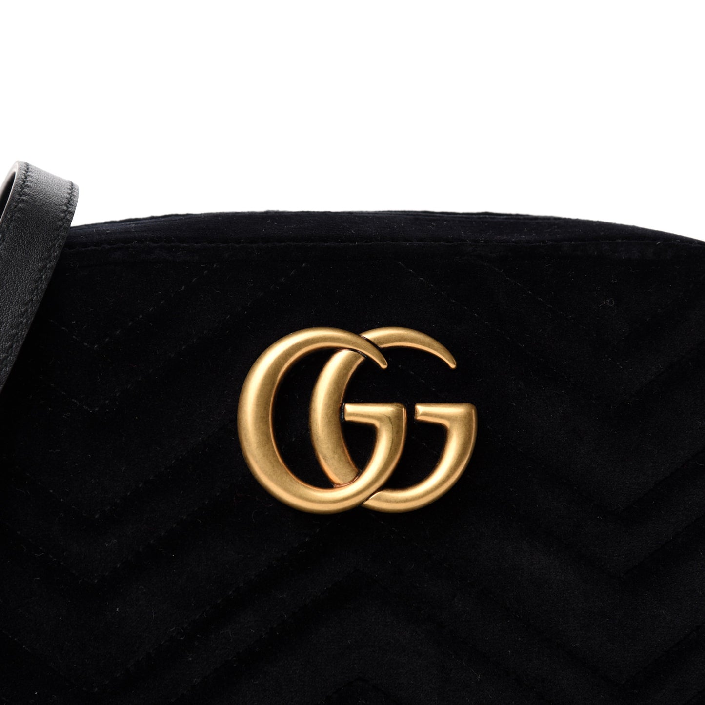 Velvet Matelasse Small GG Marmont Chain Shoulder Bag Black