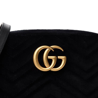 Gucci Velvet Matelasse Small GG Marmont Chain Shoulder Bag Black 10 of 10
