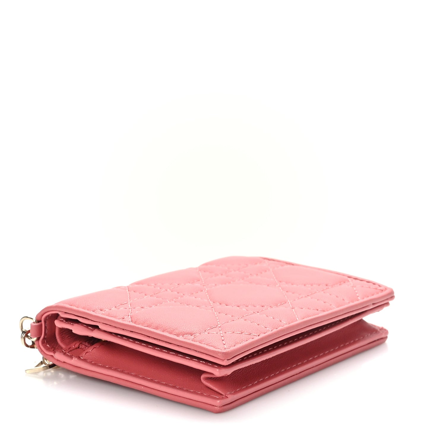 Lambskin Cannage Mini Lady Dior Wallet Pink