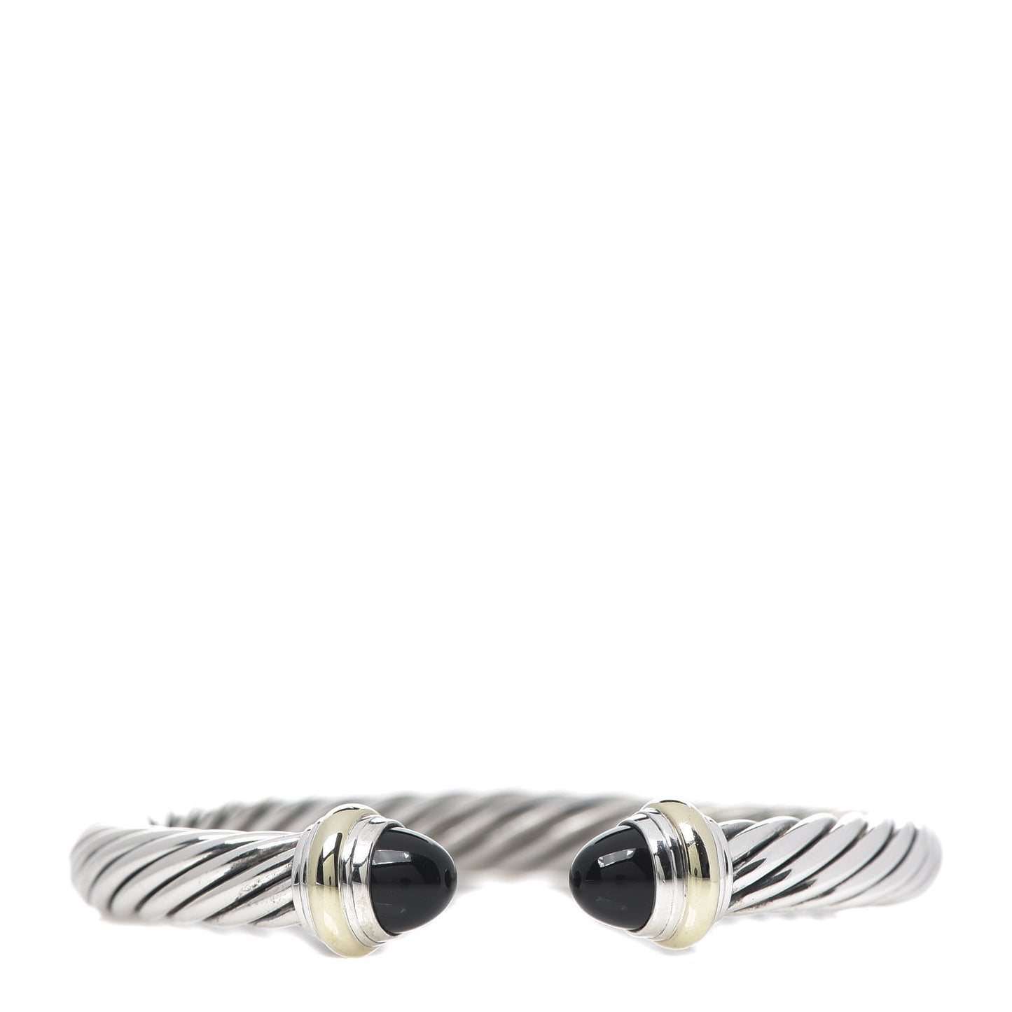 Sterling Silver 14K Yellow Gold Black Onyx 7mm Cable Classics Bracelet
