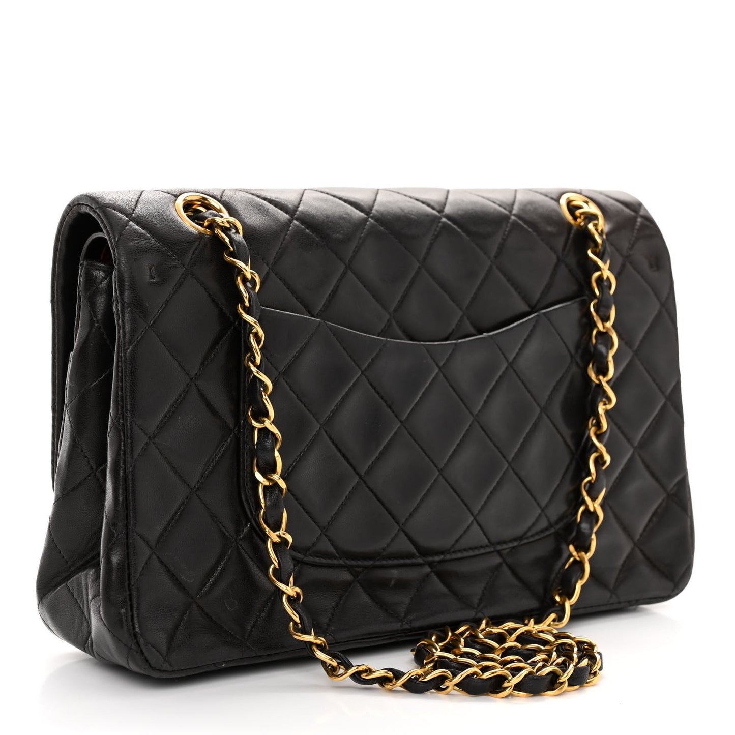 Lambskin Quilted Medium Double Flap Black