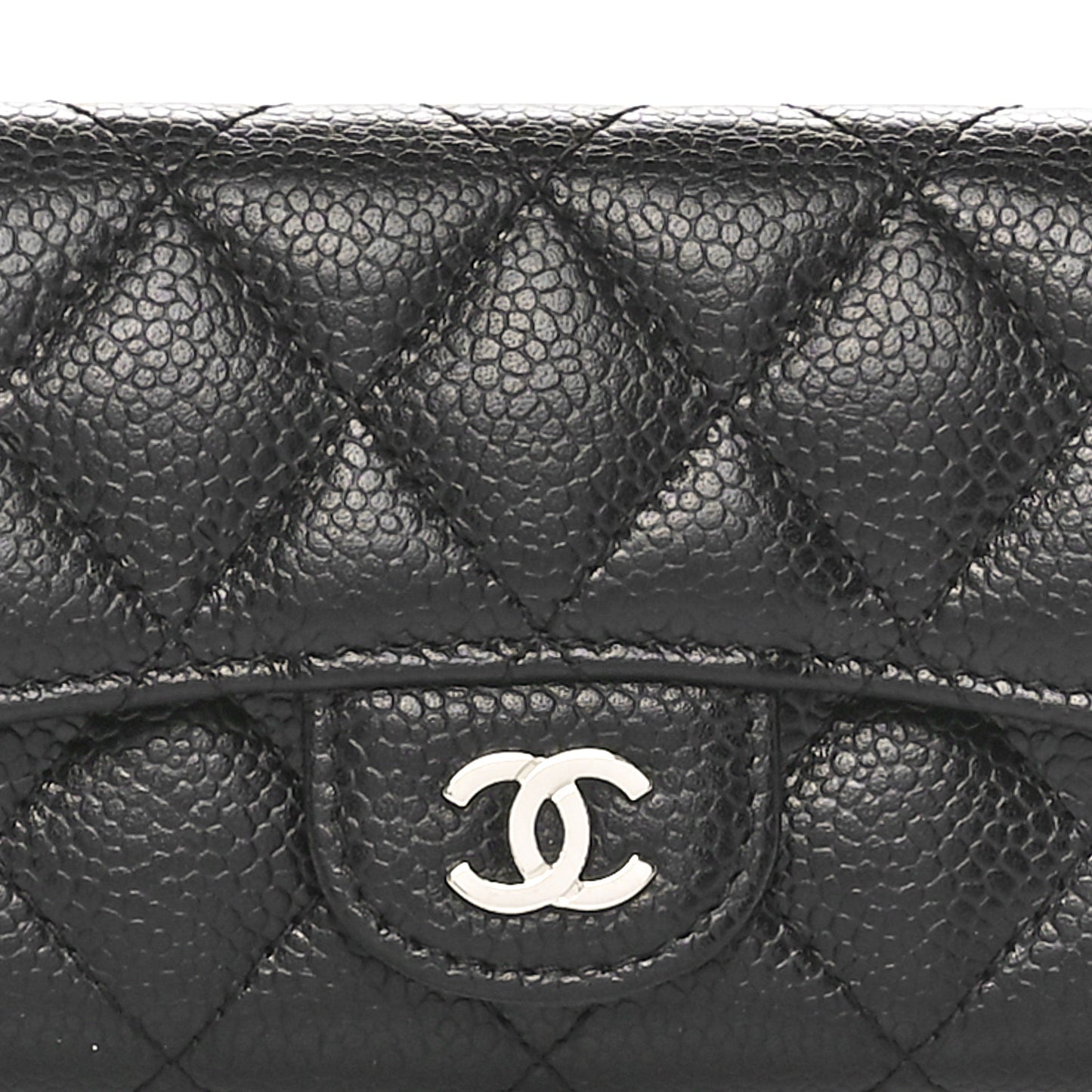 Caviar Quilted Flap Card Holder Black