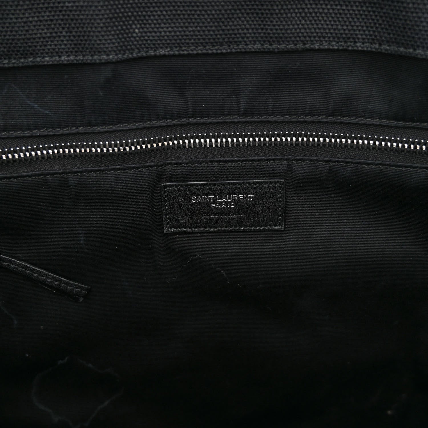 Saint Laurent Raffia Linen Calfskin Rive Gauche Tote Black 7 of 11