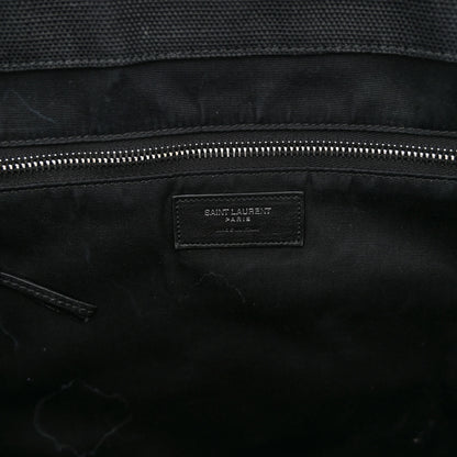 Saint Laurent Raffia Linen Calfskin Rive Gauche Tote Black 7 of 11