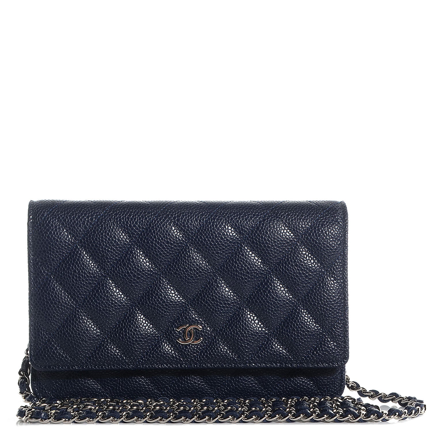 Chanel Caviar Quilted Wallet on Chain WOC Navy 1 of 9