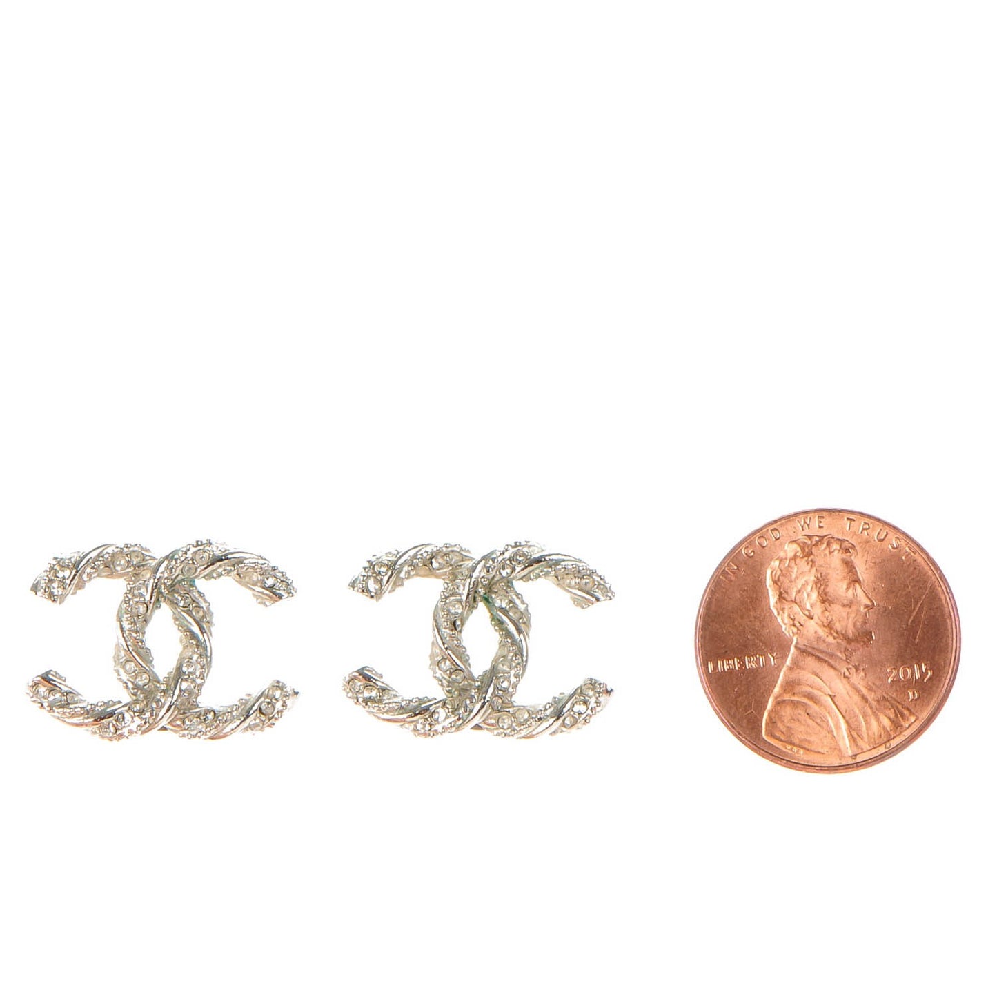 Crystal CC Twisted Earrings Silver