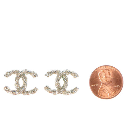 Chanel Crystal CC Twisted Earrings Silver 2 of 5