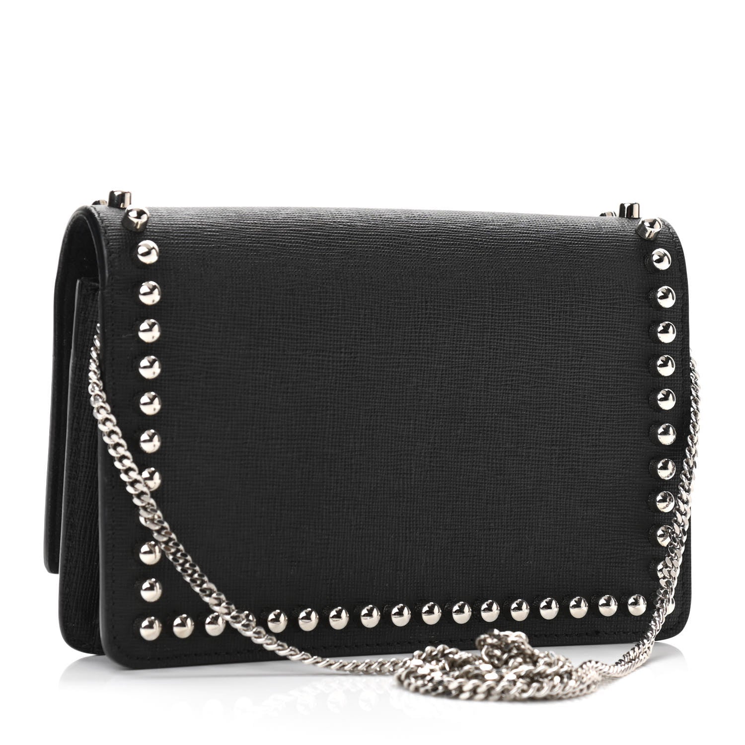 Fendi Vitello Elite Mink Fur Studded Karlito Tube Wallet on Chain Black 3 of 10