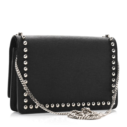 Fendi Vitello Elite Mink Fur Studded Karlito Tube Wallet on Chain Black 3 of 10