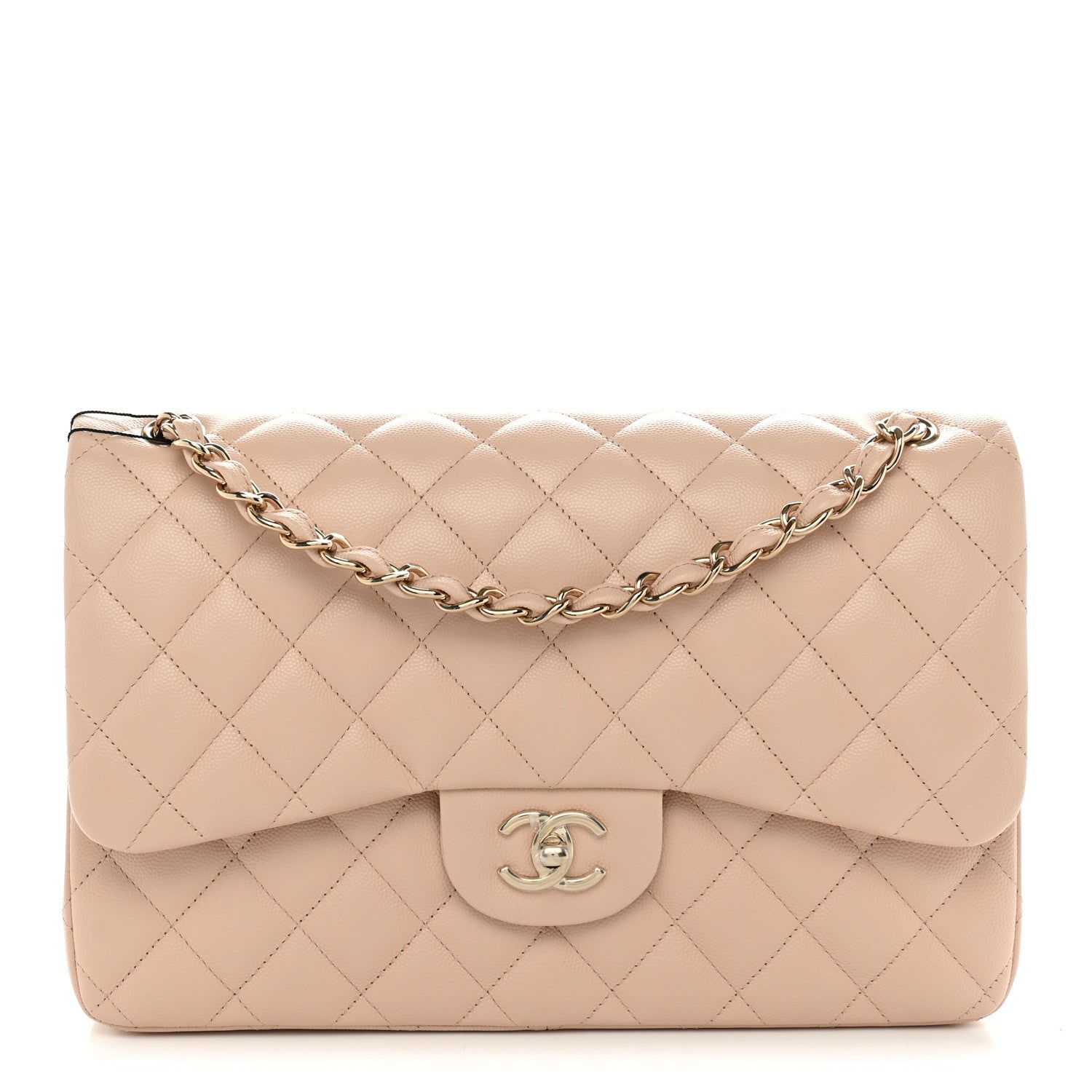 Chanel Caviar Quilted Jumbo Double Flap Light Beige 1 of 13