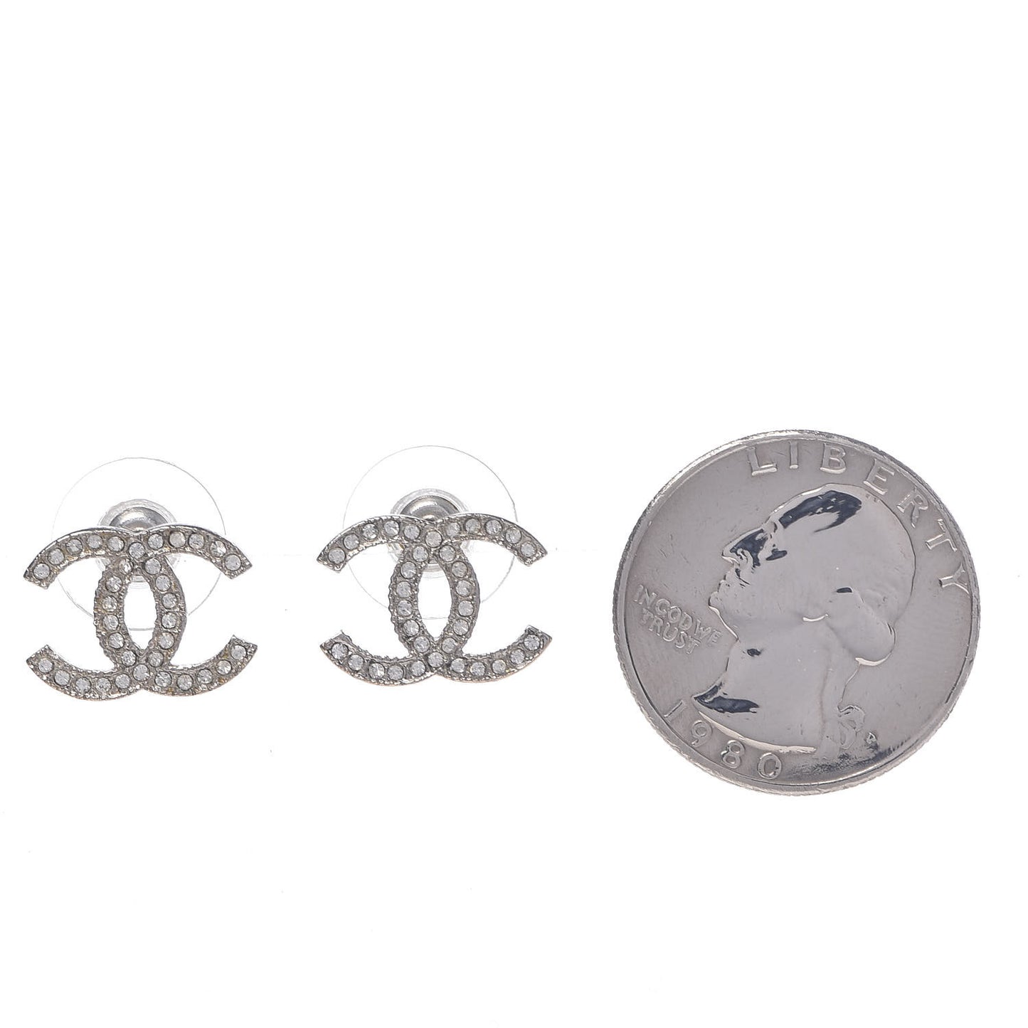 Crystal CC Earrings Silver
