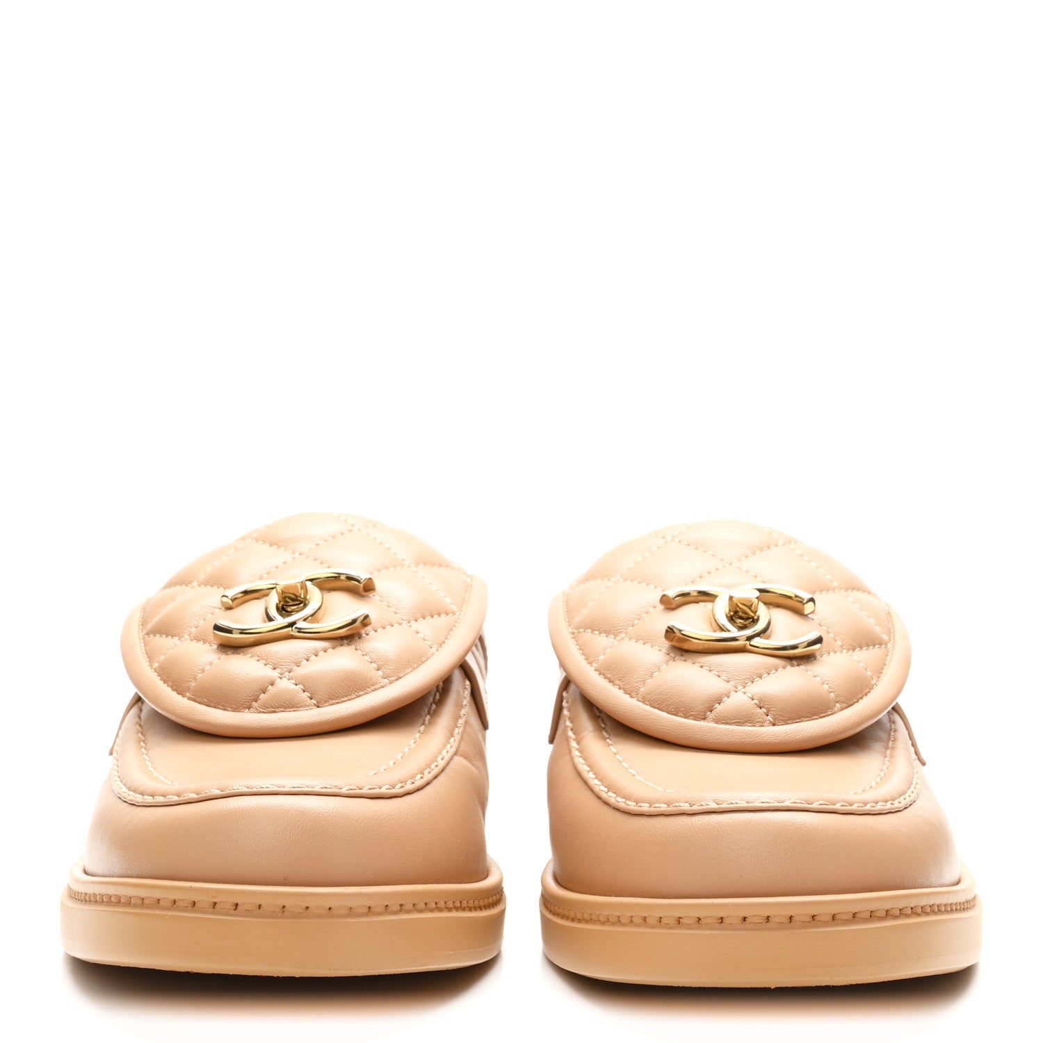 Chanel Lambskin Quilted CC Turnlock Mules 39.5 Light Beige 3 of 10