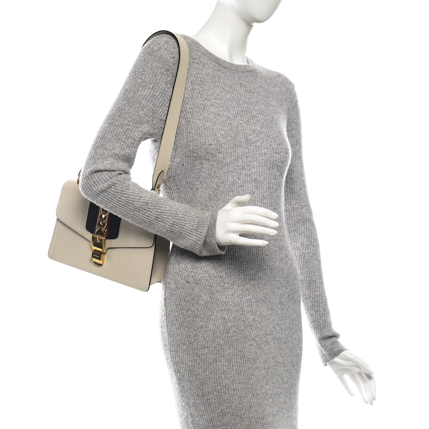 Calfskin Small Sylvie Shoulder Bag Off White