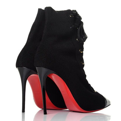 Christian Louboutin Patent Maille Tricot Frenchie 100 Ankle Boots 38.5 Black 4 of 8