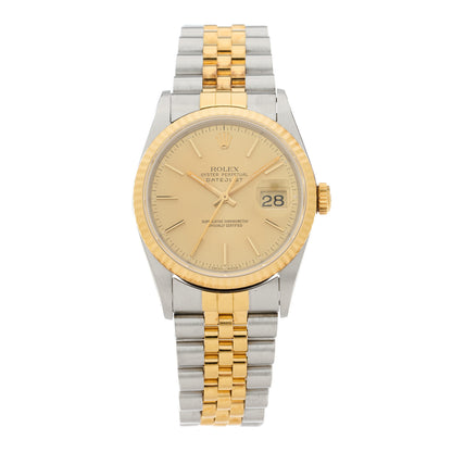 Rolex Stainless Steel 18K Yellow Gold 36mm Oyster Perpetual Datejust Watch Champagne 16233 1 of 4