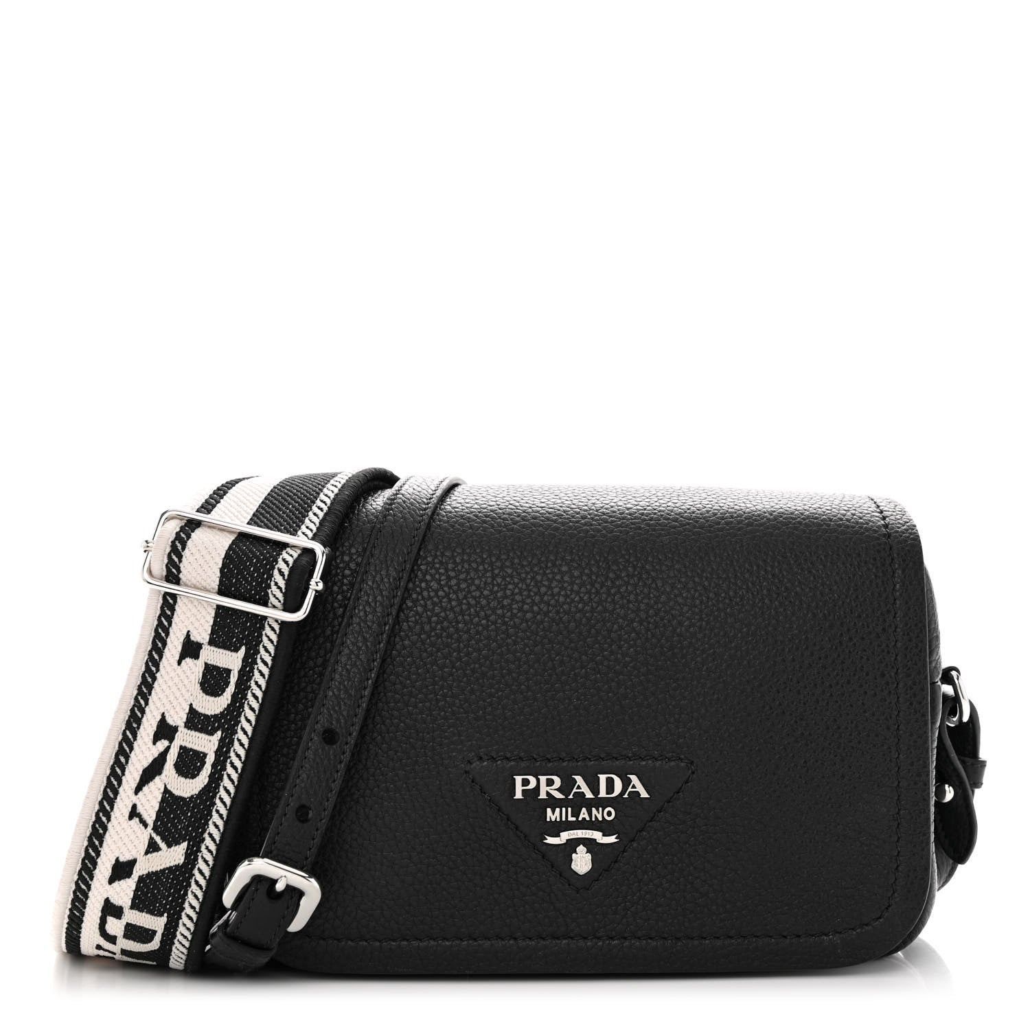 Prada Vitello Daino Soft Flap Crossbody Black 1 of 9