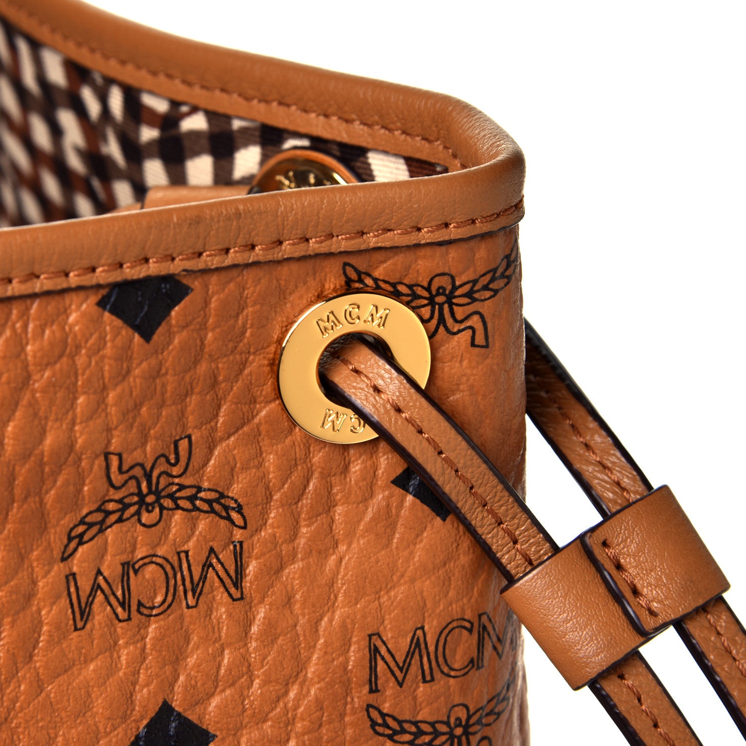 MCM Visetos Large Liz Reversible Shopper Tote Cognac 7 of 9
