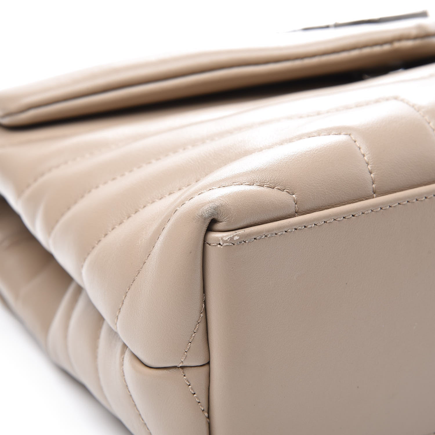 Saint Laurent Calfskin Y Quilted Monogram Small Loulou Chain Satchel Dark Beige 10 of 14