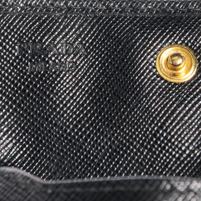 Prada Saffiano Metal Flap Card Holder Black 6 of 8