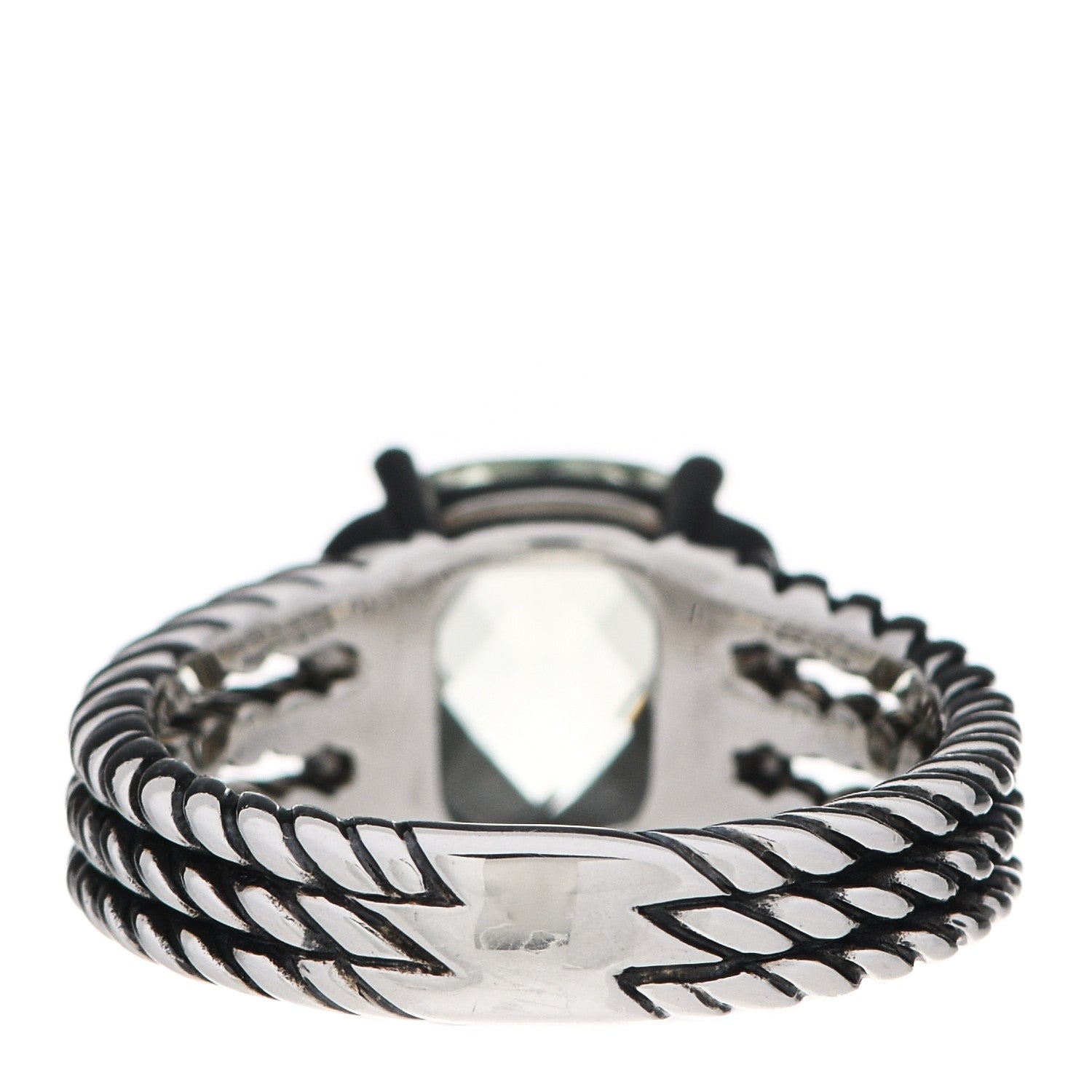 David Yurman Sterling Silver Diamond Prasiolite 10mm Petite Wheaton Ring 54 7 4 of 5