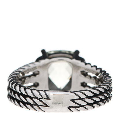 David Yurman Sterling Silver Diamond Prasiolite 10mm Petite Wheaton Ring 54 7 4 of 5