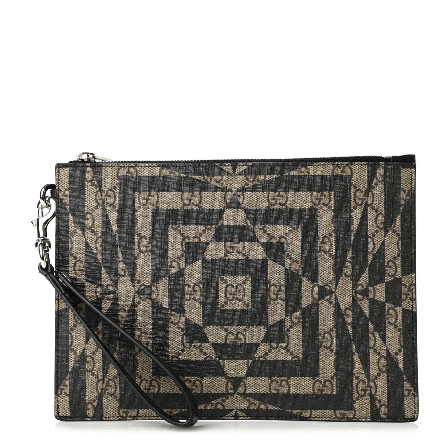 GG Supreme Monogram Caleido Wristlet Black