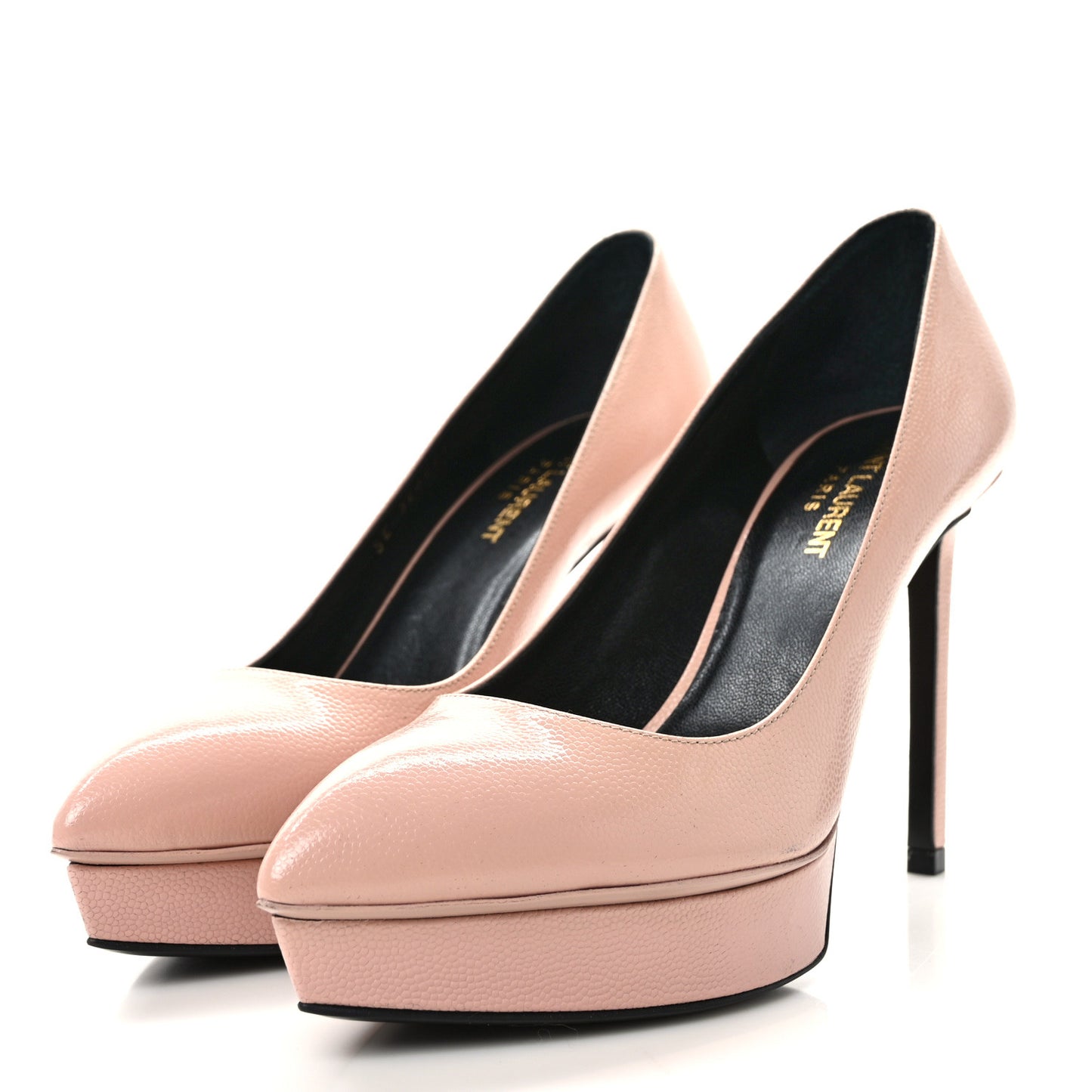 Pebbled Patent Calfskin Janis 105 Platform Pumps 37 Dusty Rose