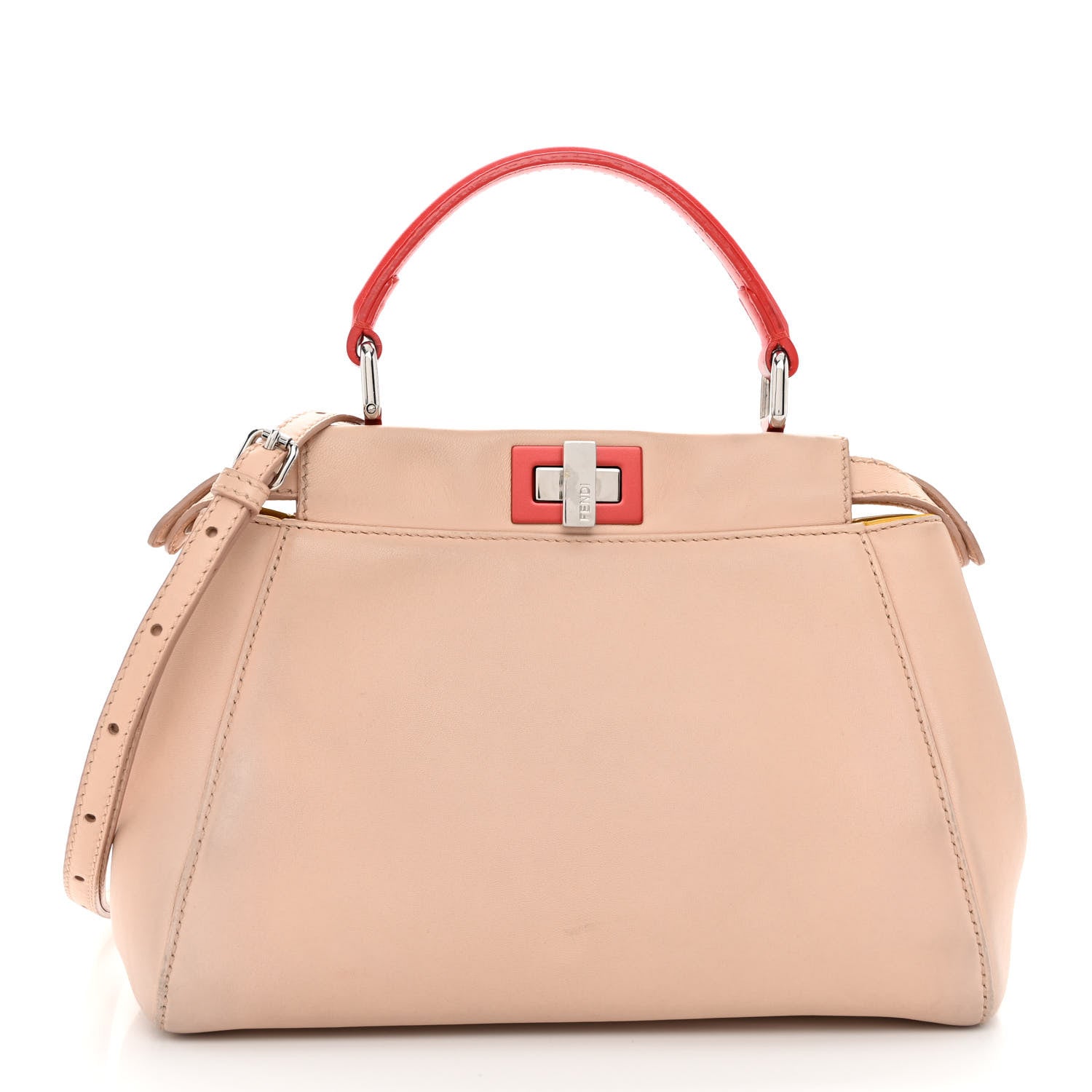 Fendi Nappa Colorblock Mini Peekaboo Iconic Satchel Plaster Sunflower Papavero 1 of 11