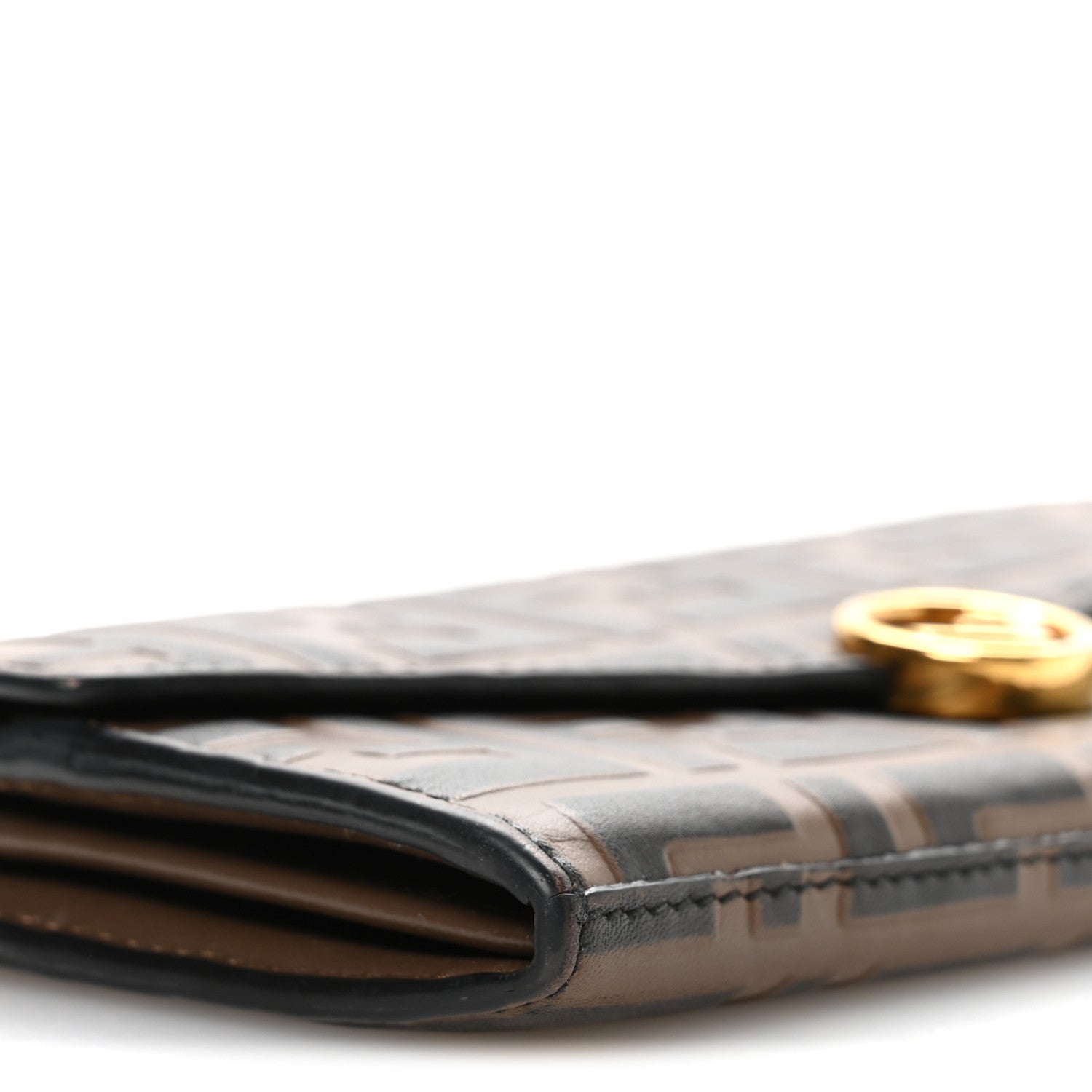Fendi Vitello Soft F is Fendi Bi-Color FF 1974 Embossed Continental Envelope Wallet On Chain Maya Black 9 of 12