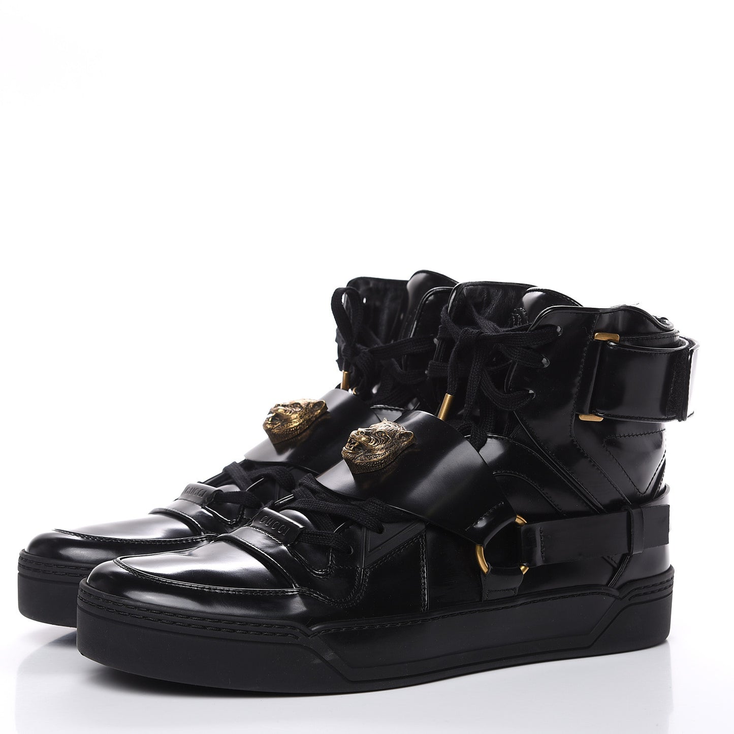 Calfskin Mens High Top Tiger Sneakers 10 Black