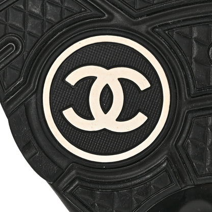 Chanel Mesh Suede Grained Calfskin Womens CC Sneakers 40.5 Black White 8 of 9
