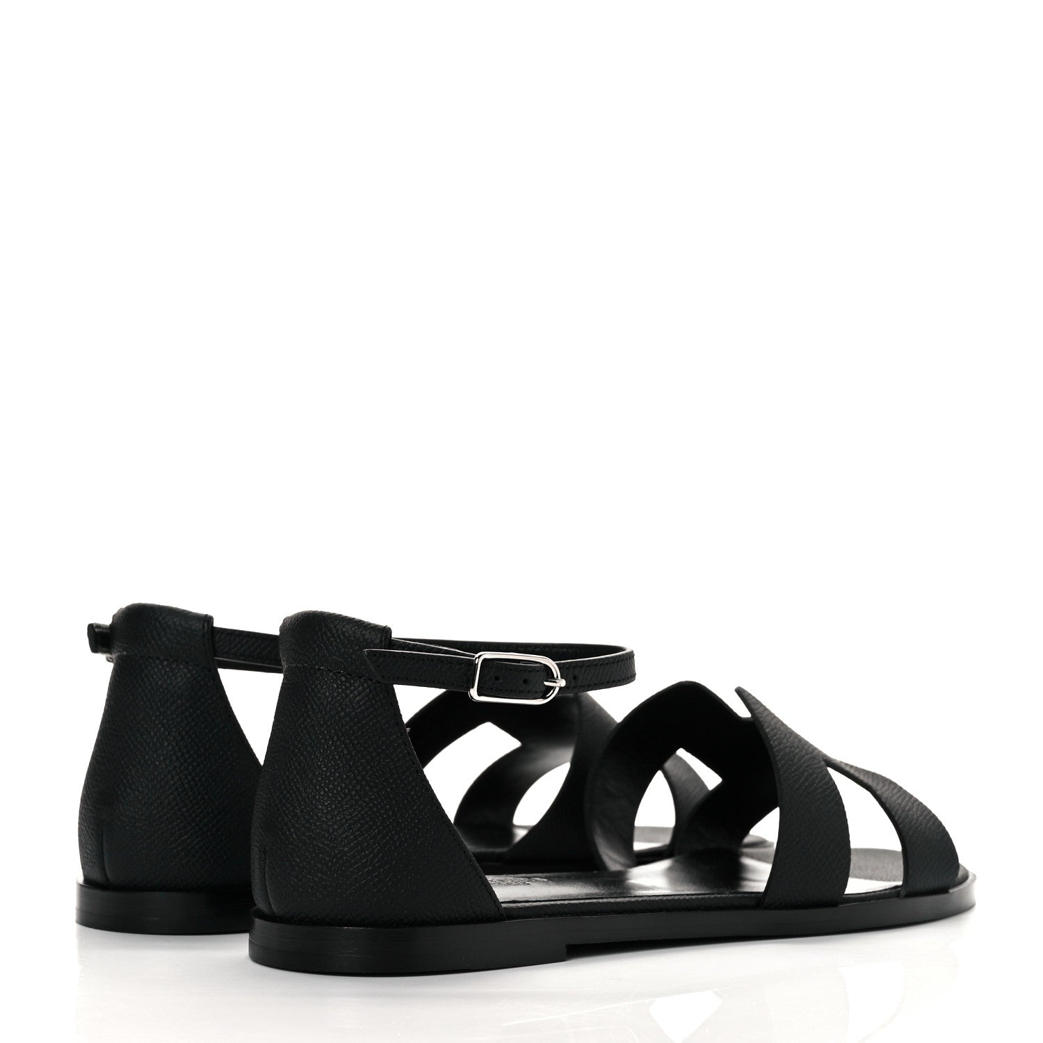 Hermes Epsom Santorini Sandals 37.5 Black 4 of 9