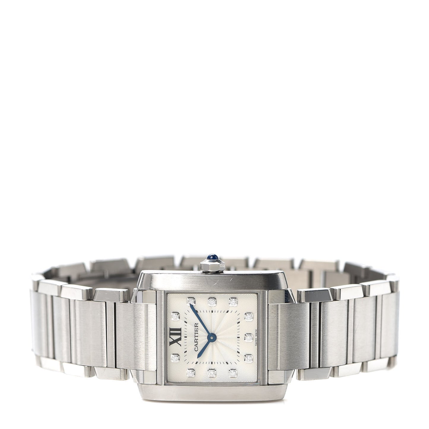 Stainless Steel Diamond 25mm Tank Francaise Quartz Watch