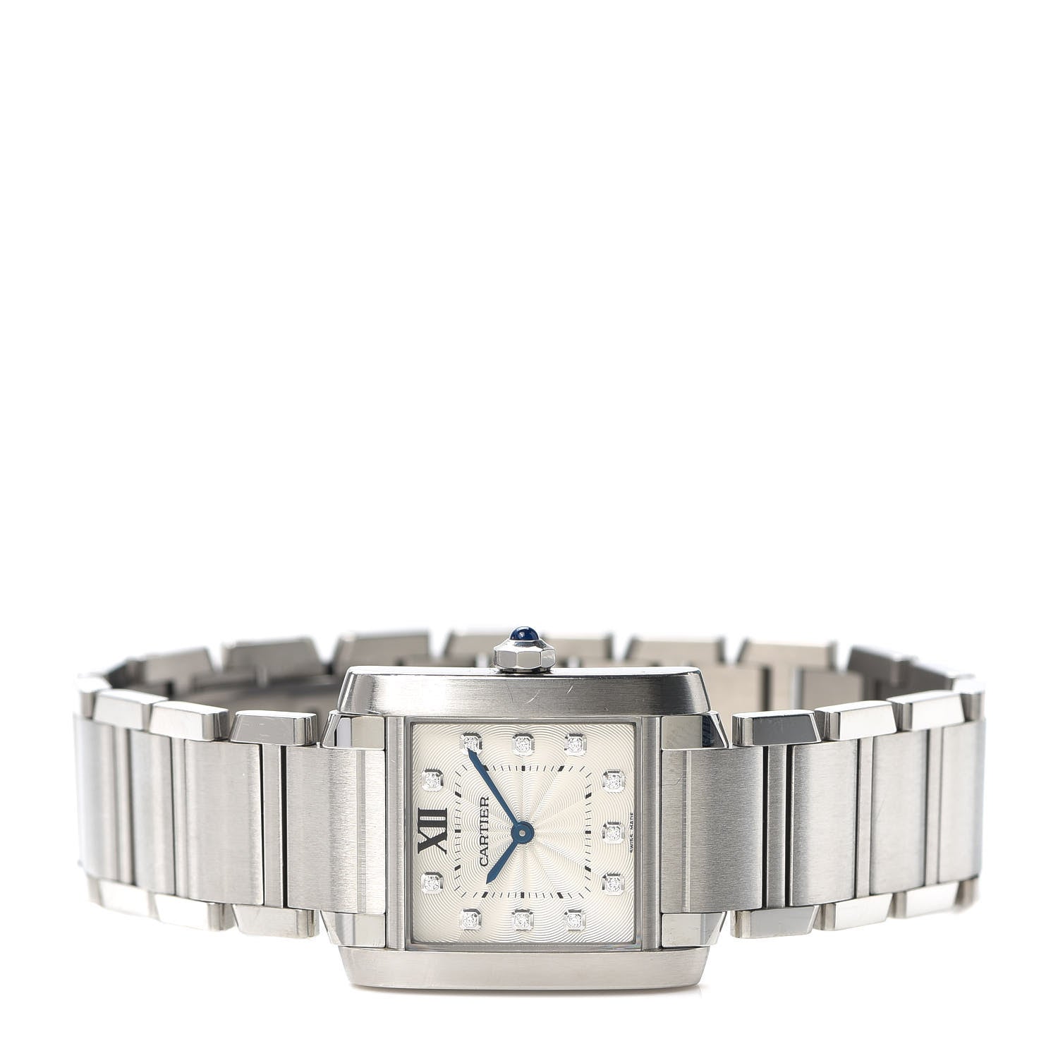 Cartier Stainless Steel Diamond 25mm Tank Francaise Quartz Watch 2 of 6