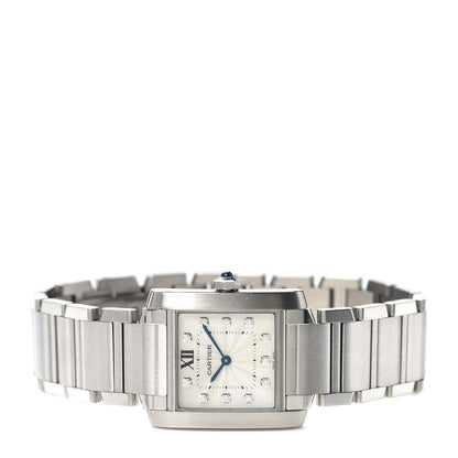Cartier Stainless Steel Diamond 25mm Tank Francaise Quartz Watch 2 of 6