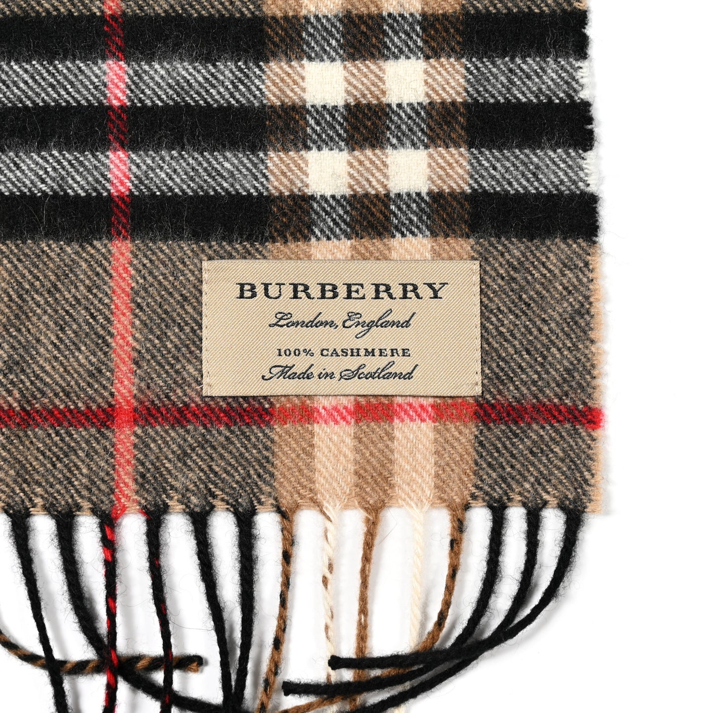 Cashmere House Check Fringe Scarf Camel