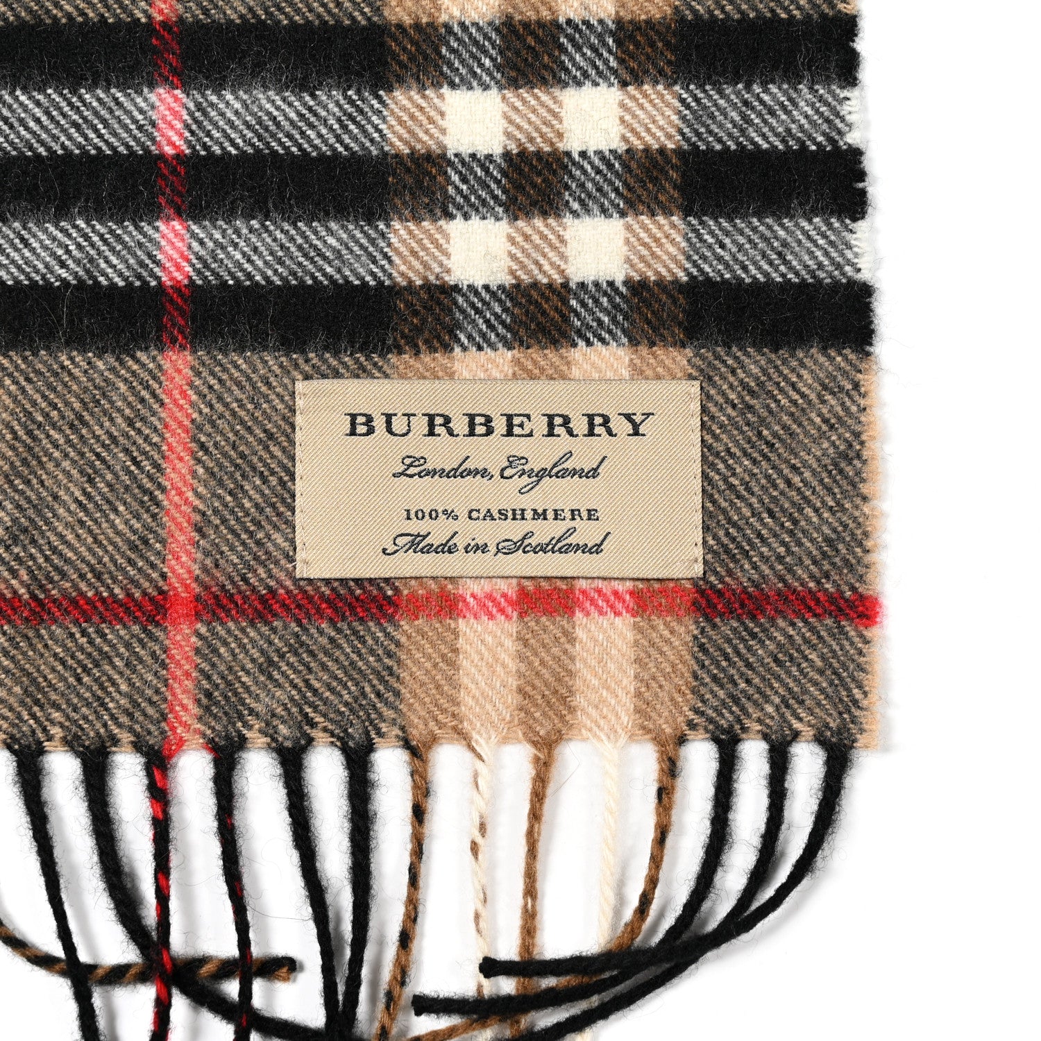 Burberry Cashmere House Check Fringe Scarf Camel 3 of 3