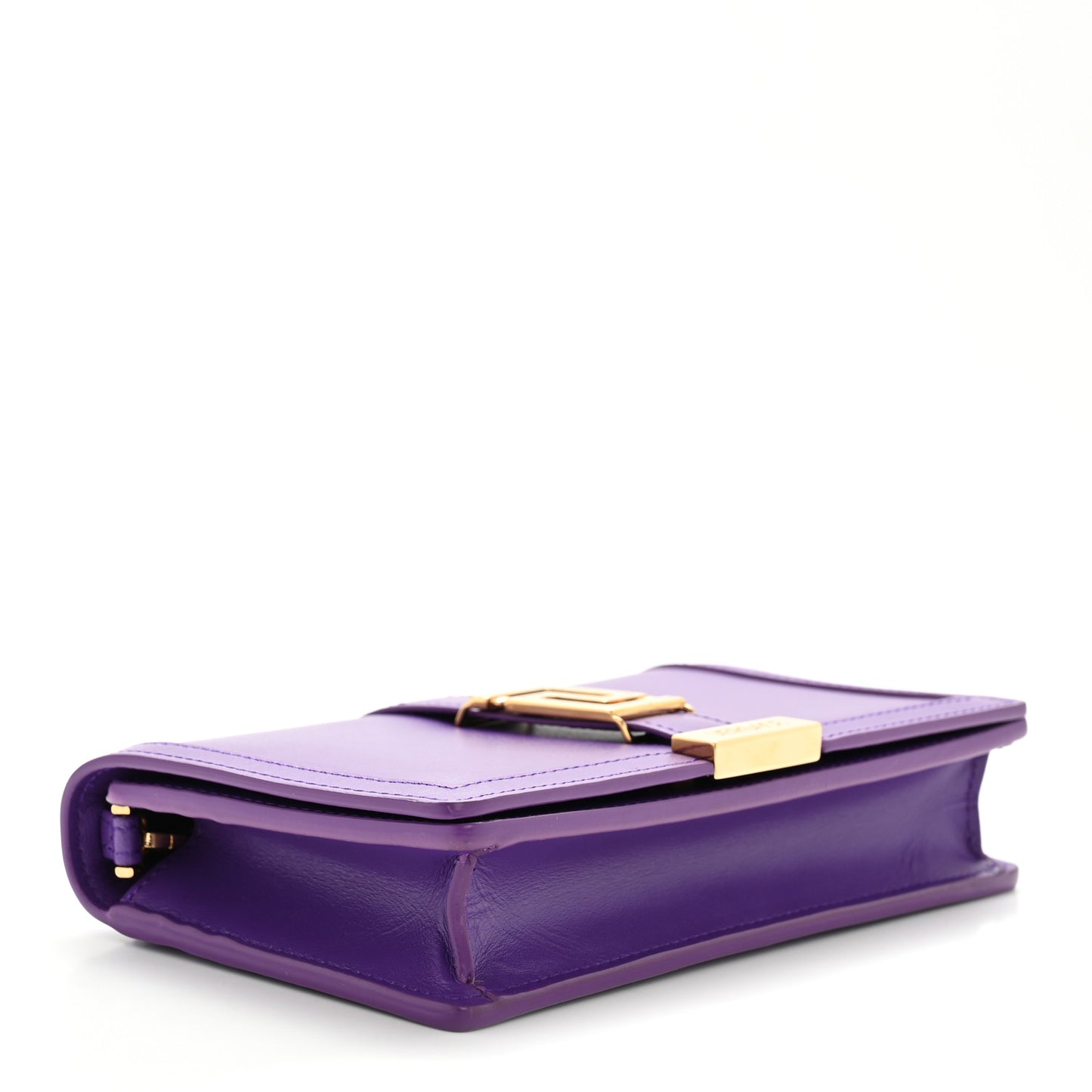 Calfskin Greca Goddess Wallet On Chain Dark Orchid