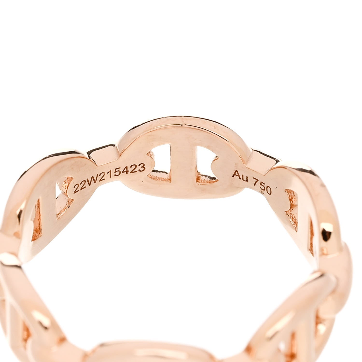 Hermes 18K Rose Gold PM Chaine d'Ancre Enchainee Ring 48 4.5 6 of 7
