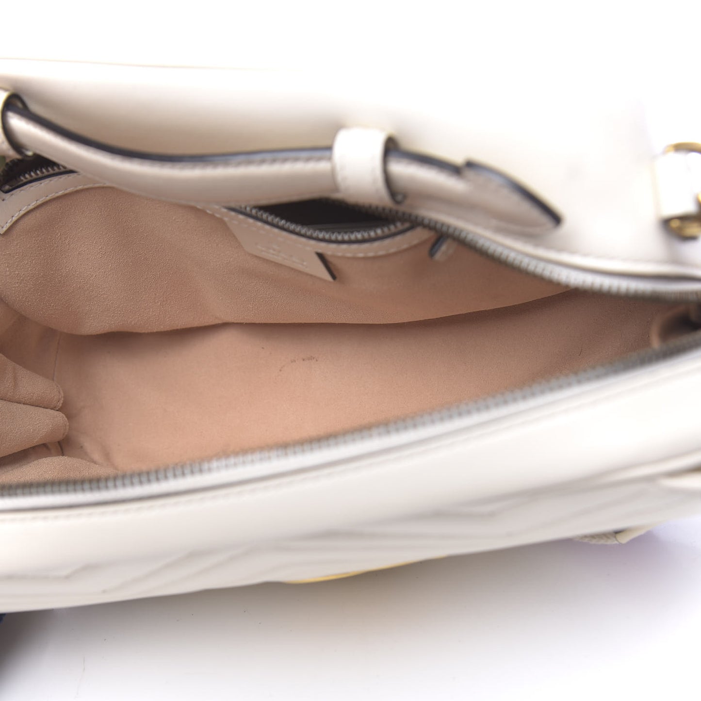 Calfskin Matelasse Sylvie Web Small GG Marmont Top Handle Shoulder Bag White