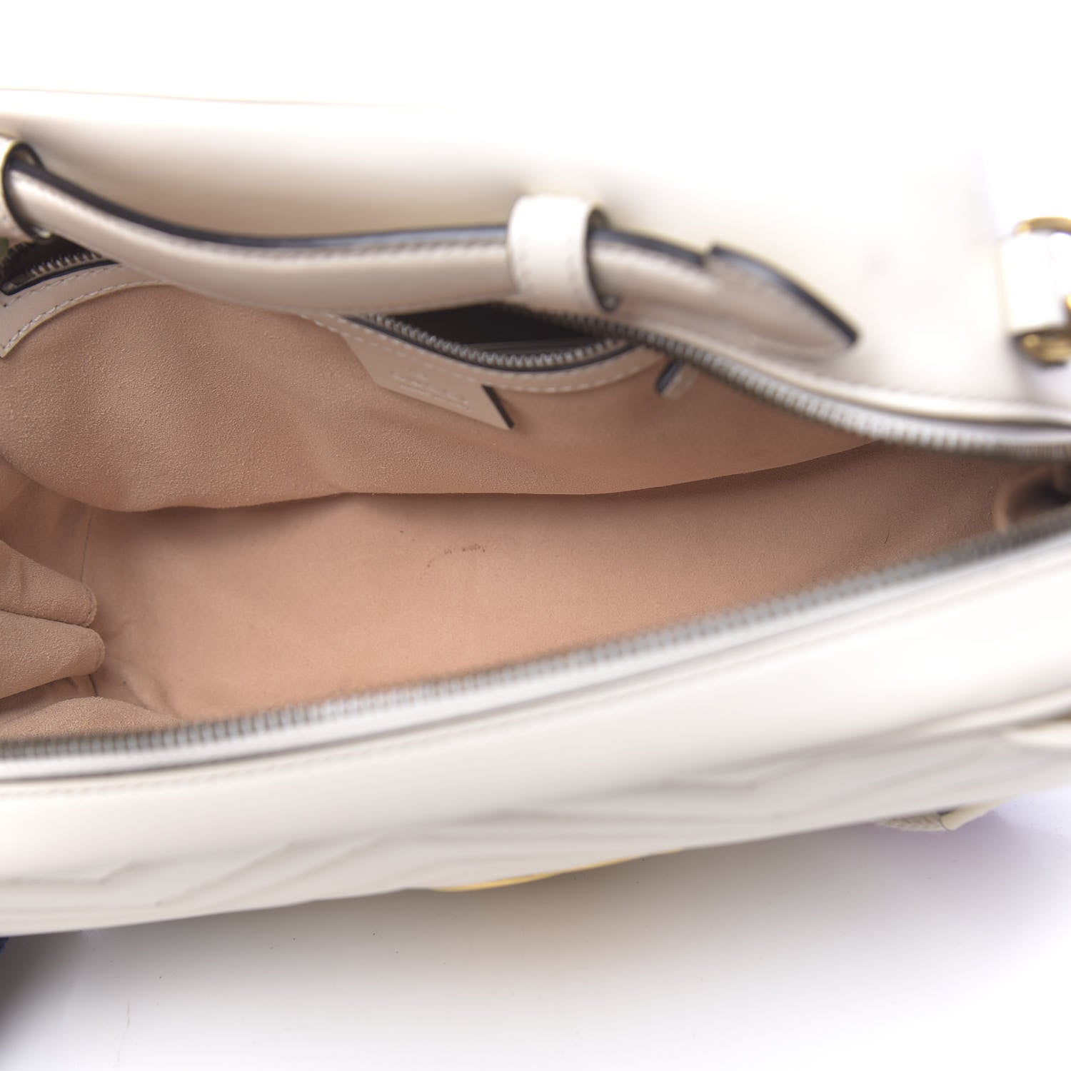 Gucci Calfskin Matelasse Sylvie Web Small GG Marmont Top Handle Shoulder Bag White 5 of 20