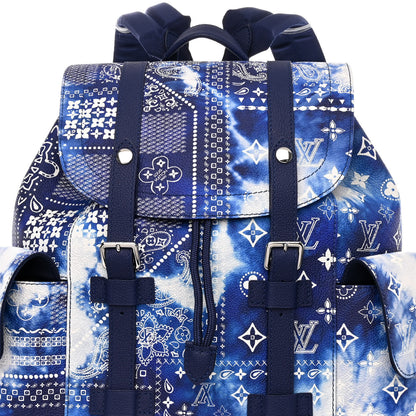 Louis Vuitton Cowhide Monogram Bandana Christopher MM Backpack Blue 7 of 9